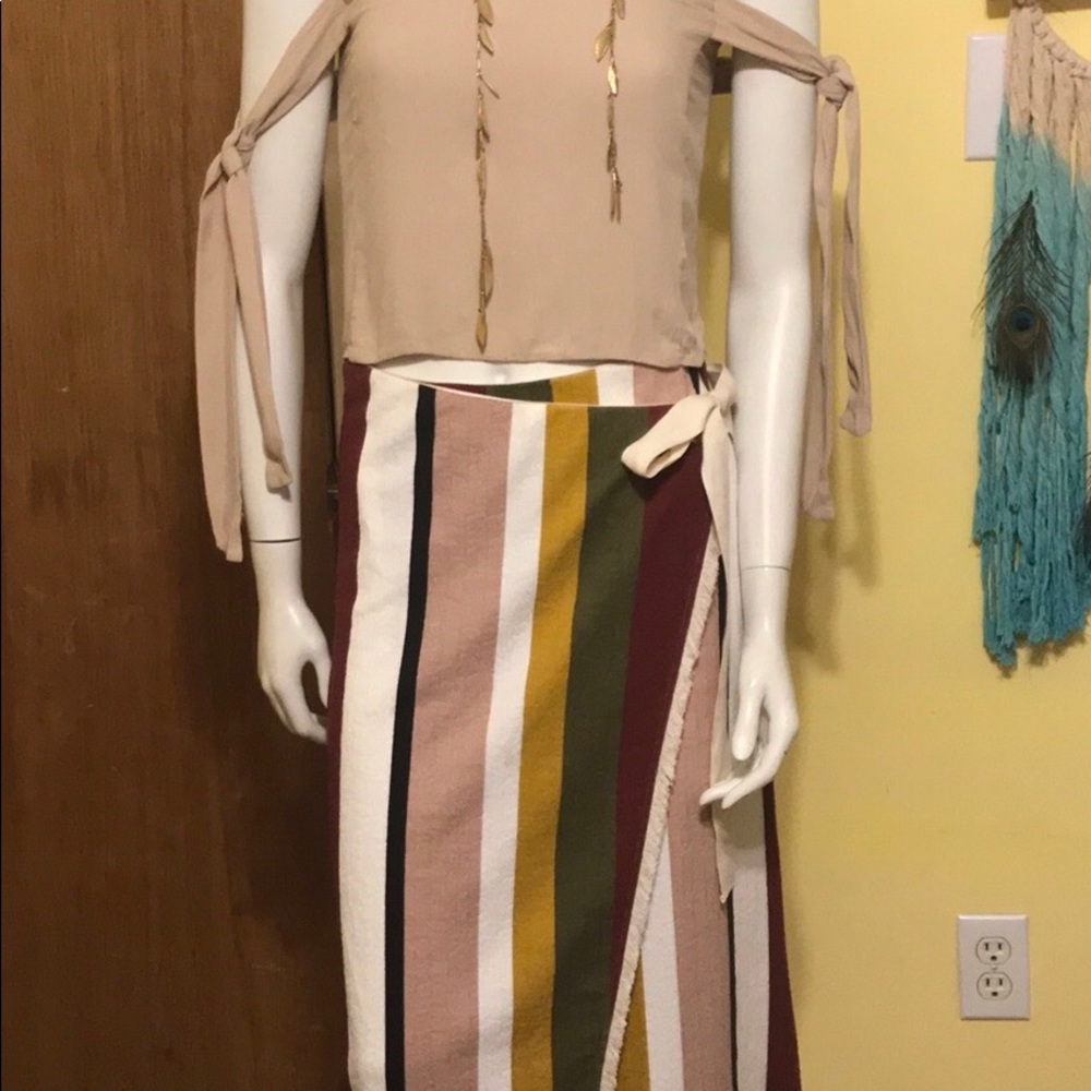 Zara striped wrap bo-ho skirt - Picture 3 of 8